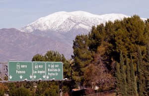 View of the Mountains from above the 71 freeway in Chino Hills, CA.